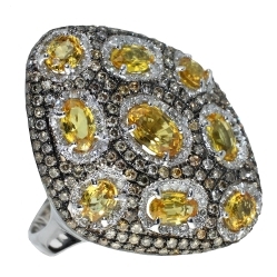 Кольцо с цитринами и бриллиантами