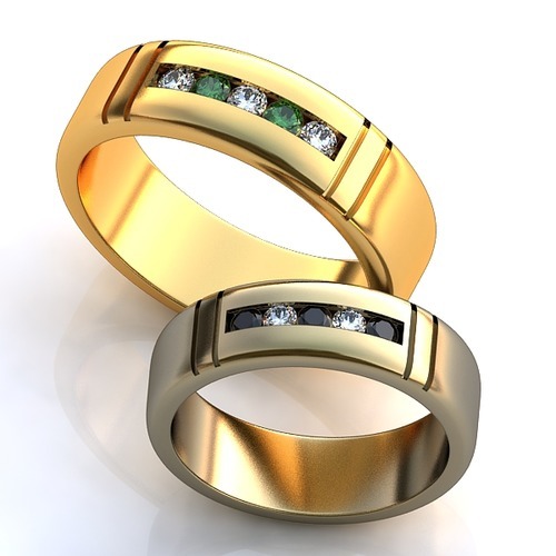 Обручальные кольца с бриллиантами и изумрудами YJ-459, белое золото 585 пробы, 9.53 гр. - купить в Краснодаре, цены в интернет-магазине