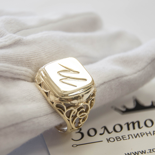 Перстень печатка под гравировку VC-00493, золото 585 пробы, 11 гр. - купитьв Краснодаре, цены в интернет-магазине