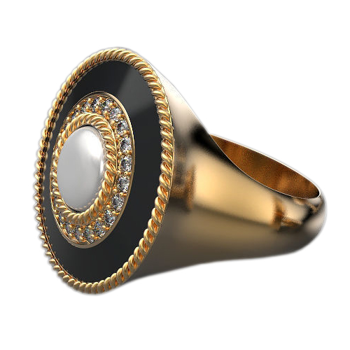 Кольцо с жемчугом и бриллиантами - фото